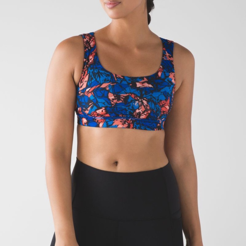 Lululemon Energy Bra Mini Paint Storm Blue Black 4